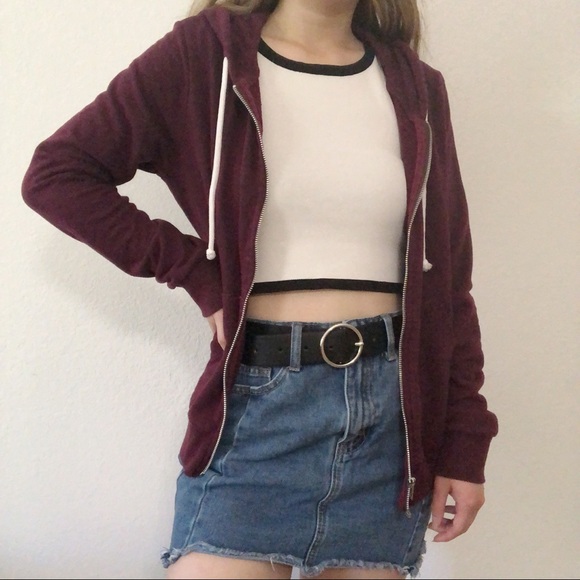 H&M Tops - 4/$25 - Burgundy zip up hooded sweater medium